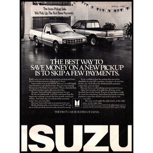 1986 Isuzu Pup Pickup Truck Vintage Print Ad New Car Showroom Japan Wall Art